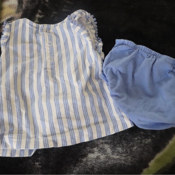 6M Baby Girl Outfit Shirt with Bottoms Blue and White - Picture 2 of 5